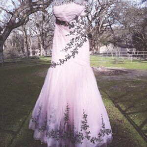 Designed By TIFFANY, Size 4,Pink &, Black, Mermaid style with Swarovski Crystals